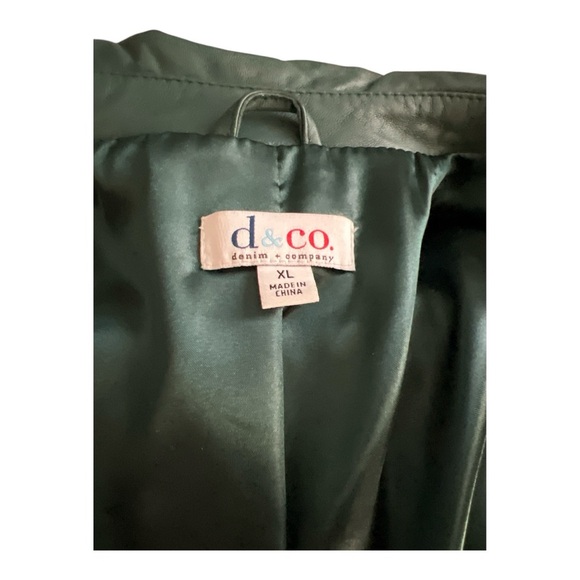 Denim & Company Green Genuine Motorcycle Leather Jacket Size XL Preowned - Picture 5 of 6